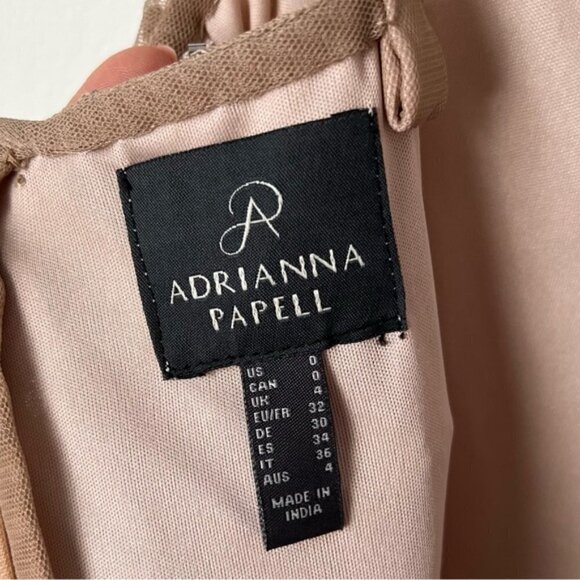 Adrianna Papell Women's Blouson Beaded Cocktail Dress - Taupe/Pink. Size: 0 (US) - Picture 4 of 16